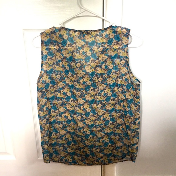 FAITH AND JOY Blue Floral Sleeveless Blouse XS - Picture 2 of 9